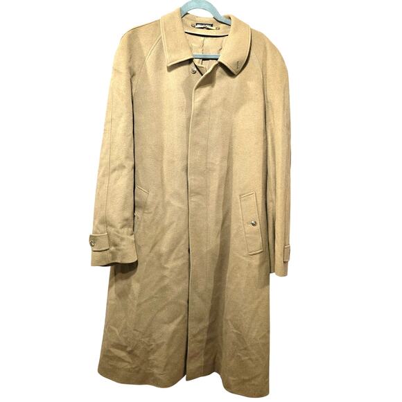 70s Vintage Camel Beige Wool Mohair Germany Made Loden Frey Overcoat Size Large - Picture 1 of 14
